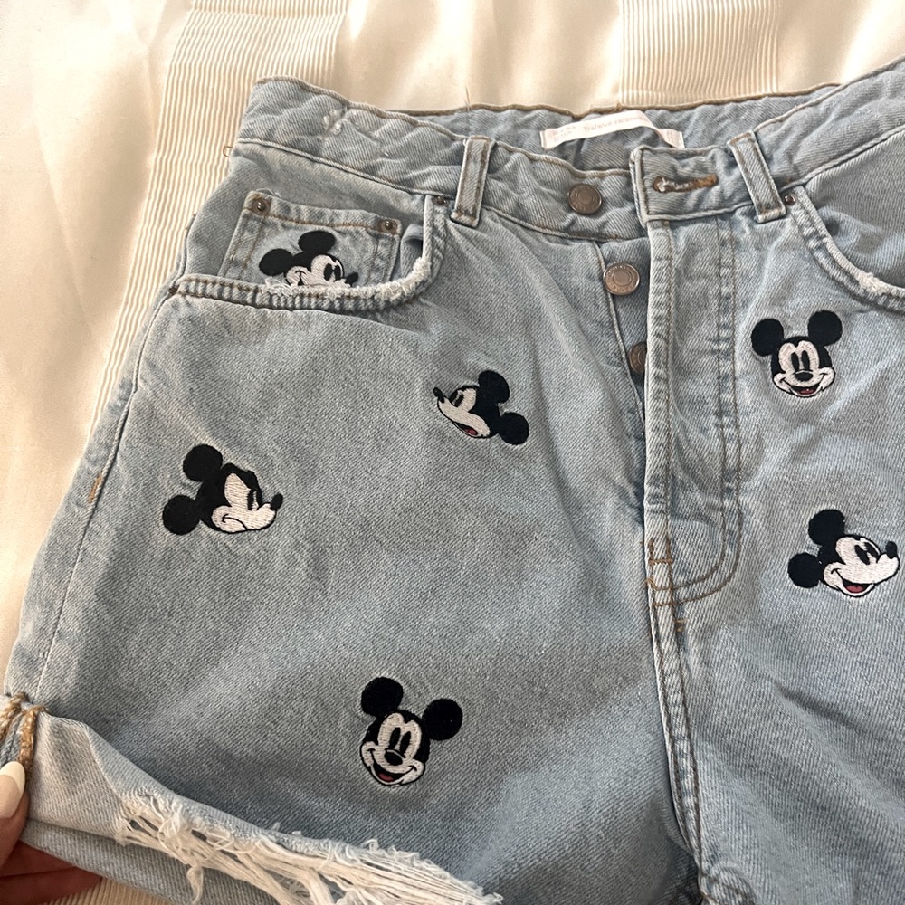Zara Disney Mickey denim shorts